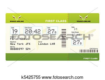 Clipart Of Plane Ticket First Class Green K5425755   Search Clip Art