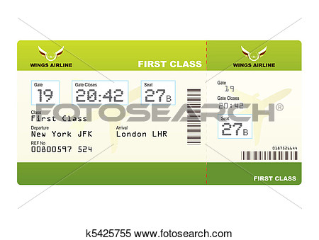 Clipart   Plane Ticket First Class Green  Fotosearch   Search Clip Art