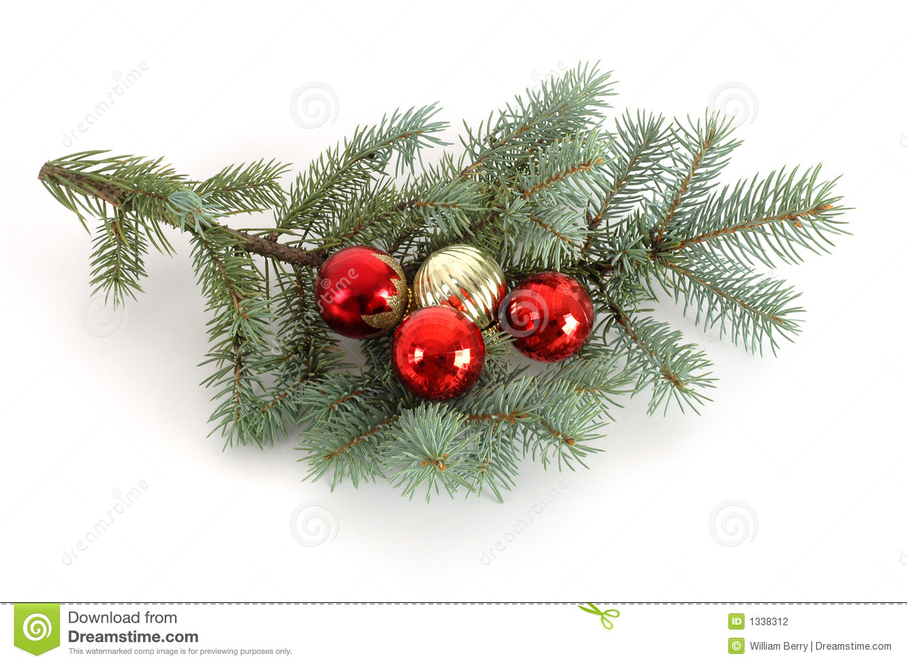 Decorated Christmas Bough Stock Photography   Image  1338312