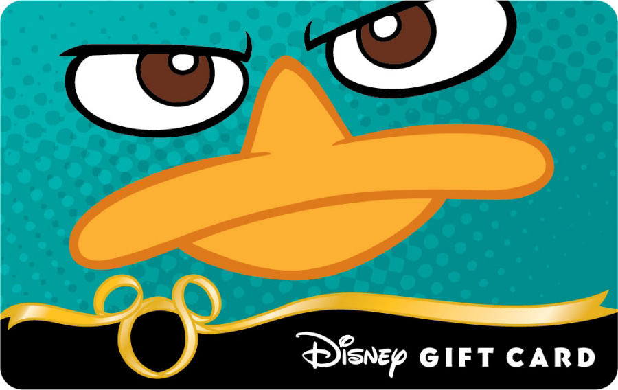 Ferb  Disney Gift Card Featuring Perry The Platypus Available Online    