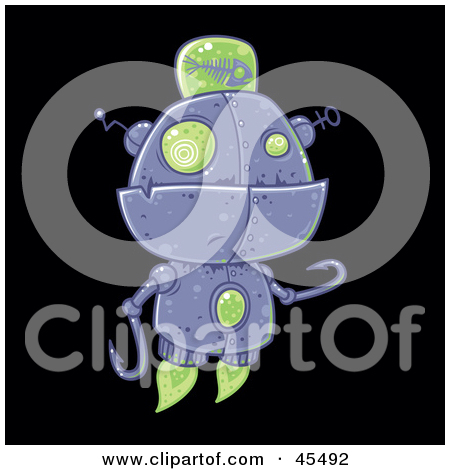 Free  Rf  Clip Art Illustration Of A Cute Robot With Green Eyes