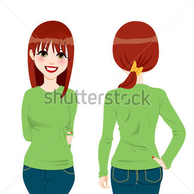     Girl Wearing Green Tight Long Sleeve T Shirt Stock Vector   Clipart Me