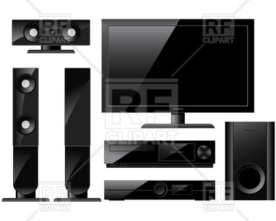 Home Theater System With Tv And Loudspeakers Download Royalty Free    