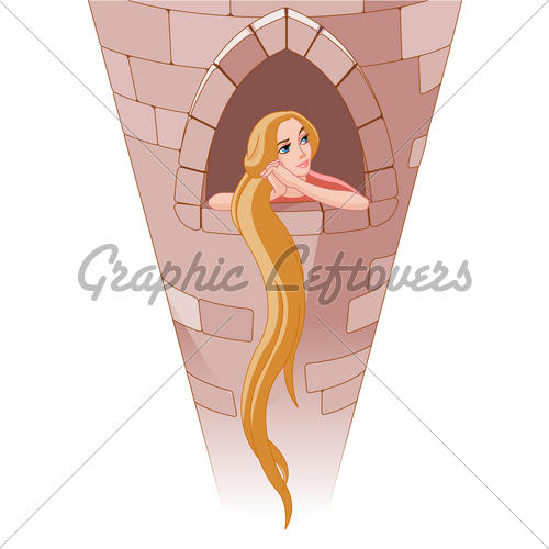 Illustration Of Princess Rapunzel In Tower Wait