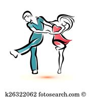Jive Dancing Couple Outlined Vector Sketch