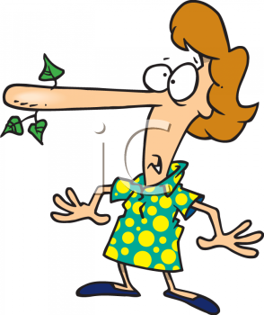 Of A Woman With Her Nose Growing From Telling Lies Clipart Image