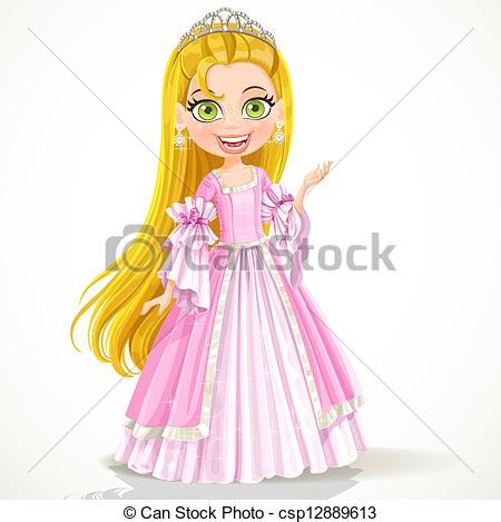 Princess In A Tiara And A Pink Ball Gown Csp12889613   Search Clipart