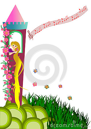 Princess Rapunzel In The High Tower Isolated 