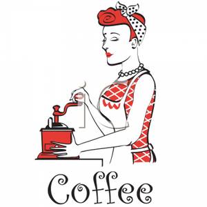 Retro Waitress Getting Coffee   Royalty Free Clipart Picture