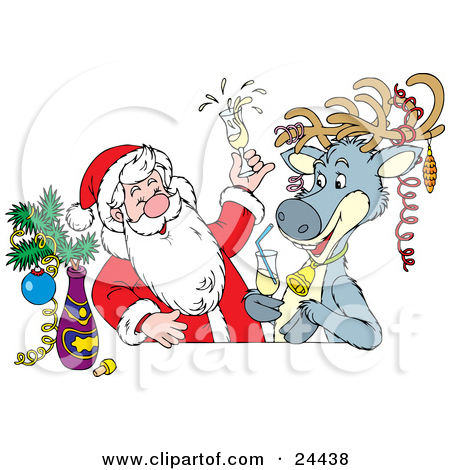Santa And A Reindeer Getting Drunk At A Bar The Reindeer Wearing