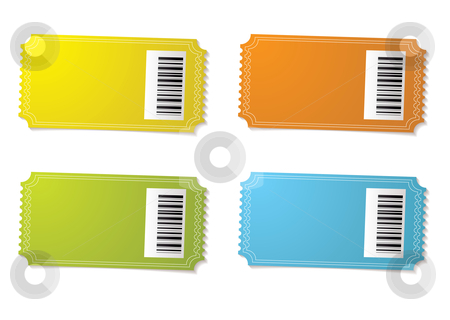 Ticket Stub Barcode Stock Vector Clipart Four Ticket Stubs With Color