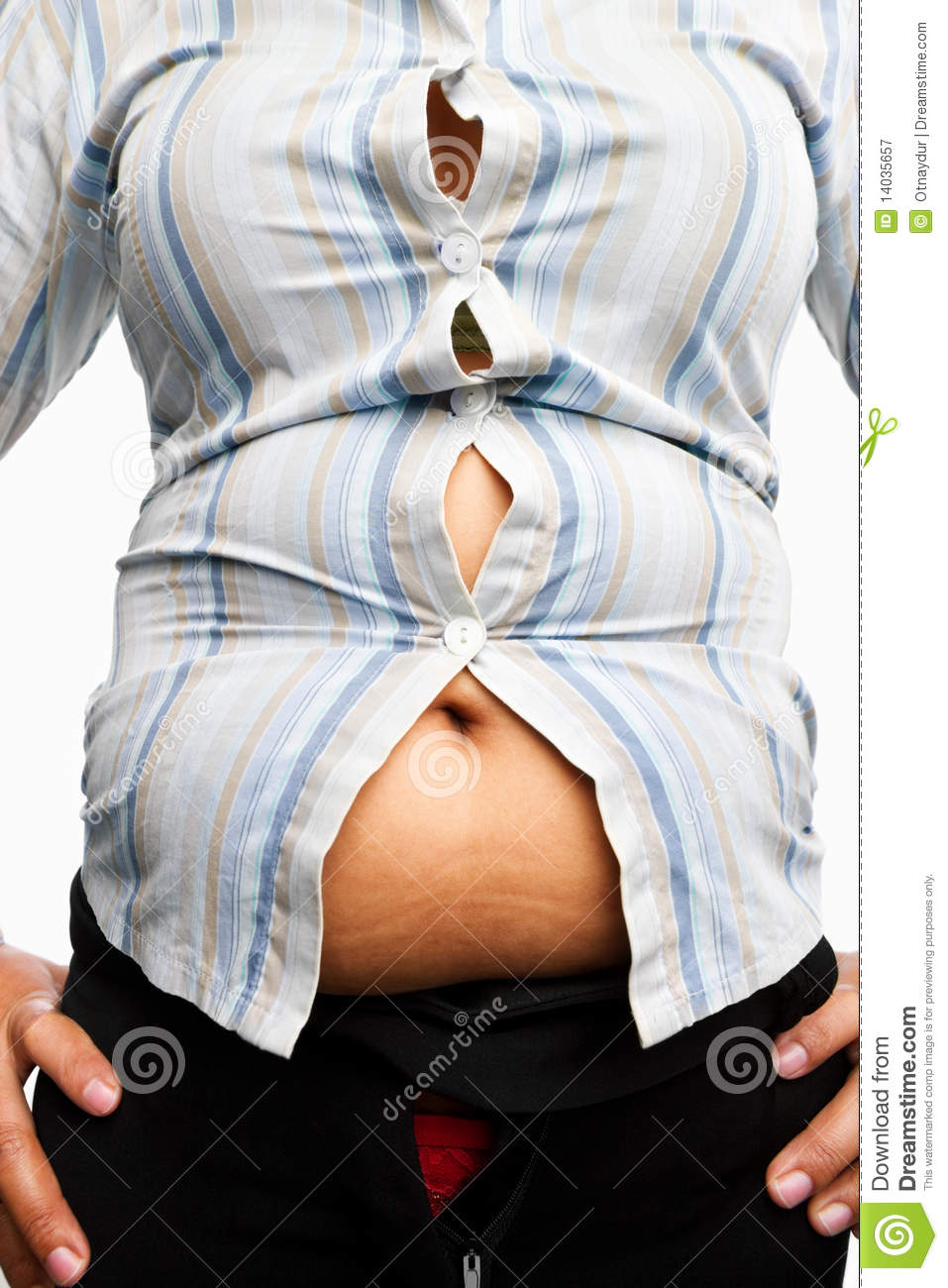 Tight Shirt On Overweight Female Body Royalty Free Stock Photography    