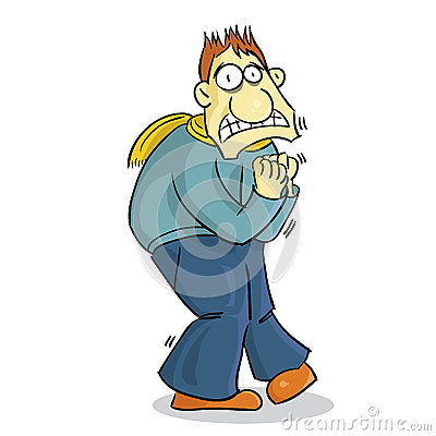 Vector Cartoon Illustration Of A Man Freezing In Cold Weather