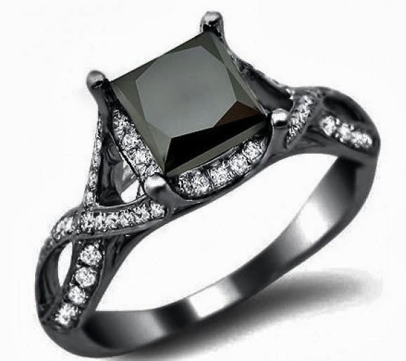 Women S Jewelry News  Blue Diamond Engagement Ring Bridal Set 14k And    