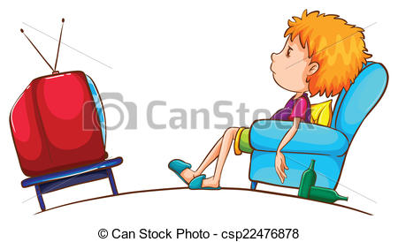 Boy Watching Tv   Illustration Of A    Csp22476878   Search Clipart