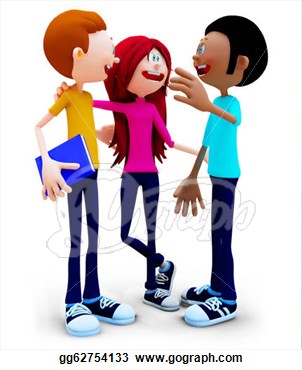 Clip Art   3d Group Of Students Talking   Isolated Over A White