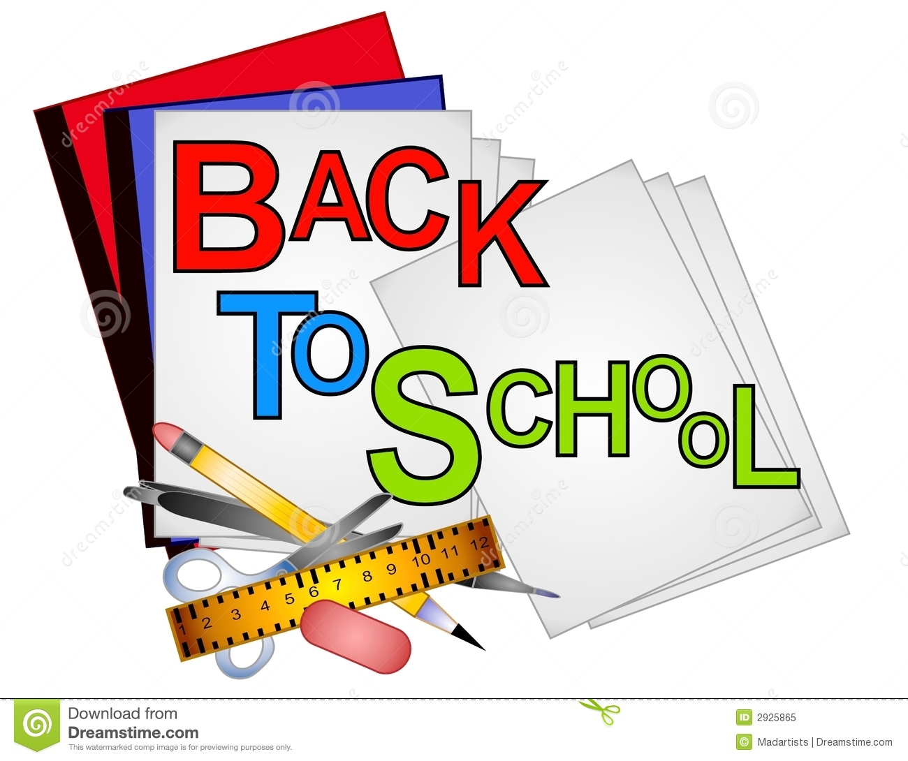 Clip Art Illustration Of Back To School Supplies Including Binders