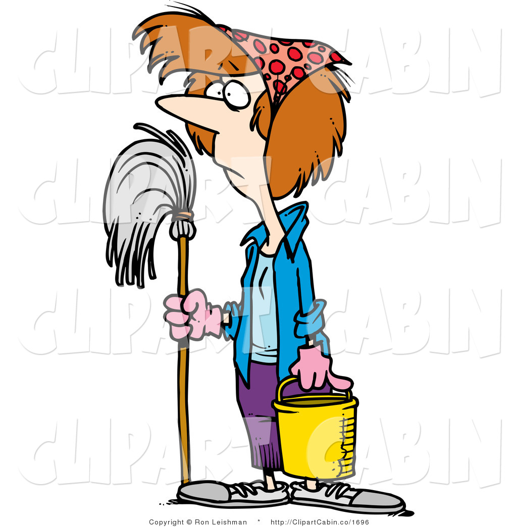 Clip Art Of A Tired Spring Cleaning Woman By Ron Leishman    1696