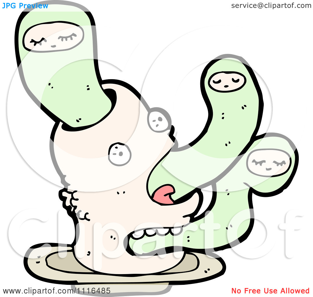 Clipart Halloween Worm Ghosts In A Decapitated Head   Royalty Free
