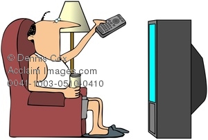 Clipart Illustration  Man Watching Tv
