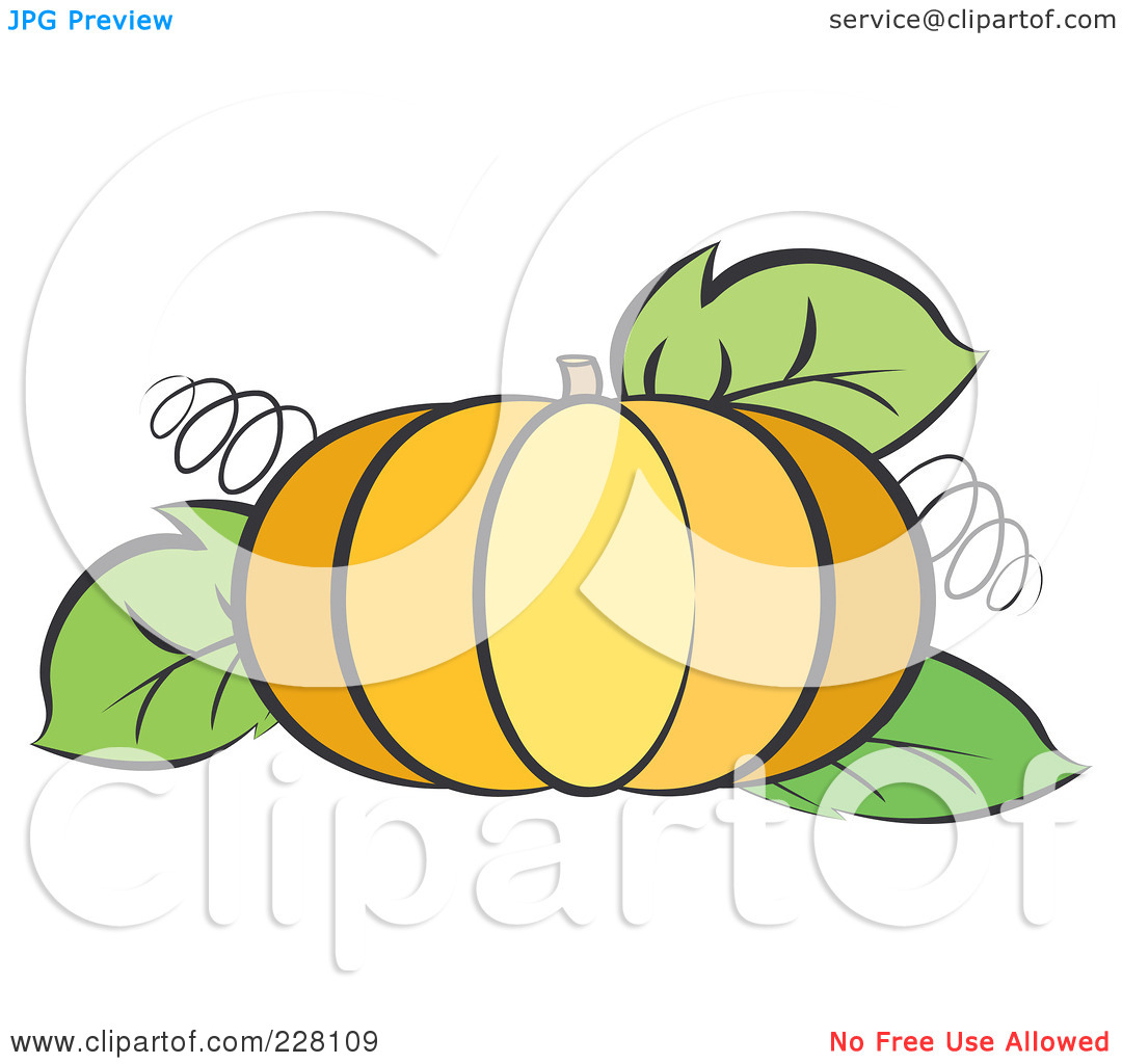 Clipart Illustration Of A Pumpkin With Tendrils And Leaves By Lal