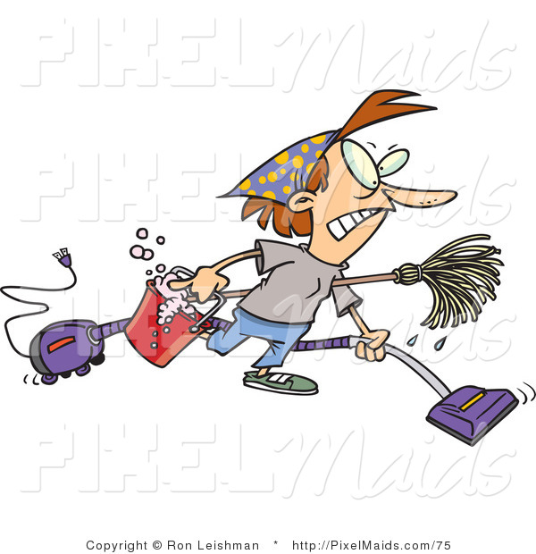 Clipart Of A Frantic Woman Doing Spring Cleaning By Ron Leishman    75