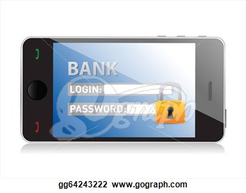 Clipart   Smart Phone With Mobile Banking Illustration Design Over A
