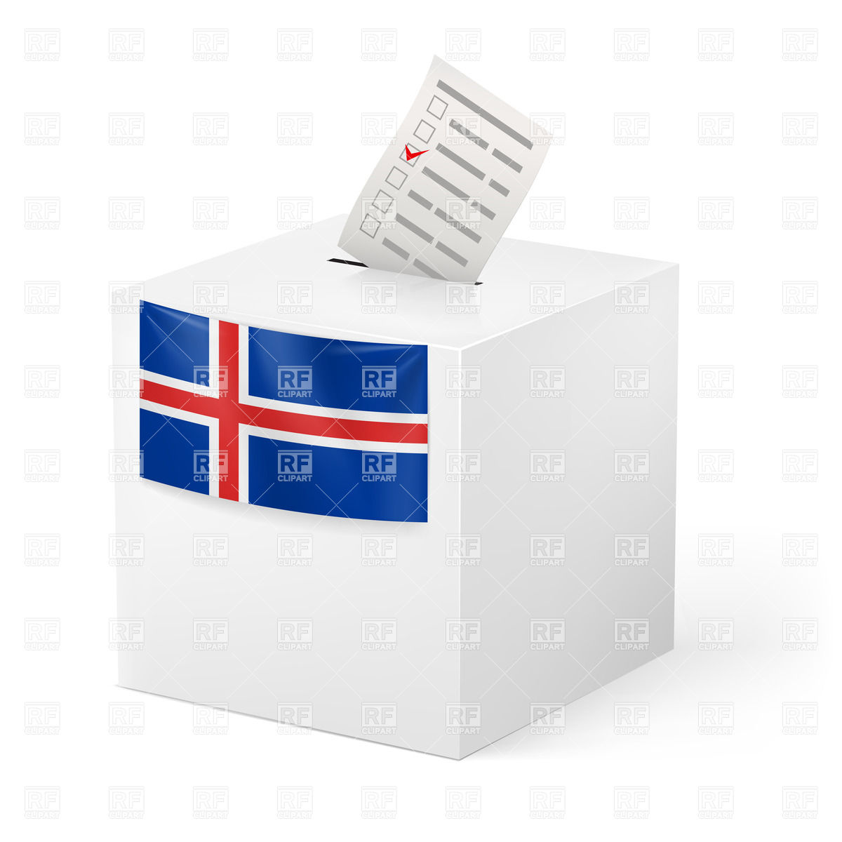 Election In Iceland  Ballot Box With Voting Paper Download Royalty
