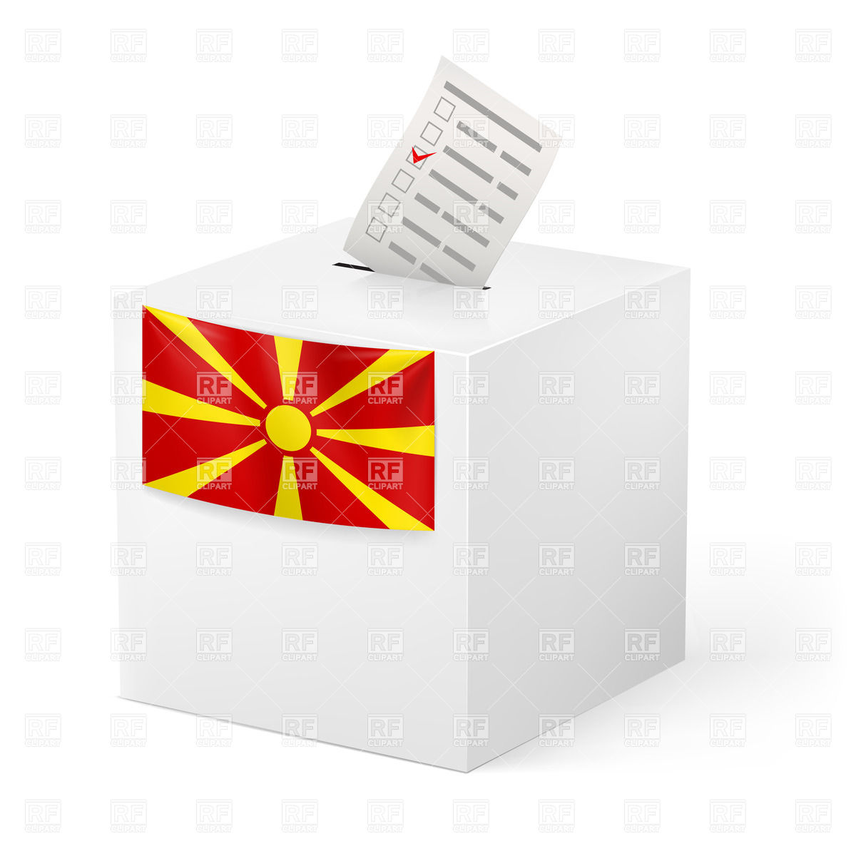 Election In Macedonia  Ballot Box With Voting Paper Objects Download