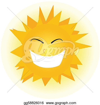 Eps Vector   Cute Happy Orange Sun Face  Stock Clipart Illustration