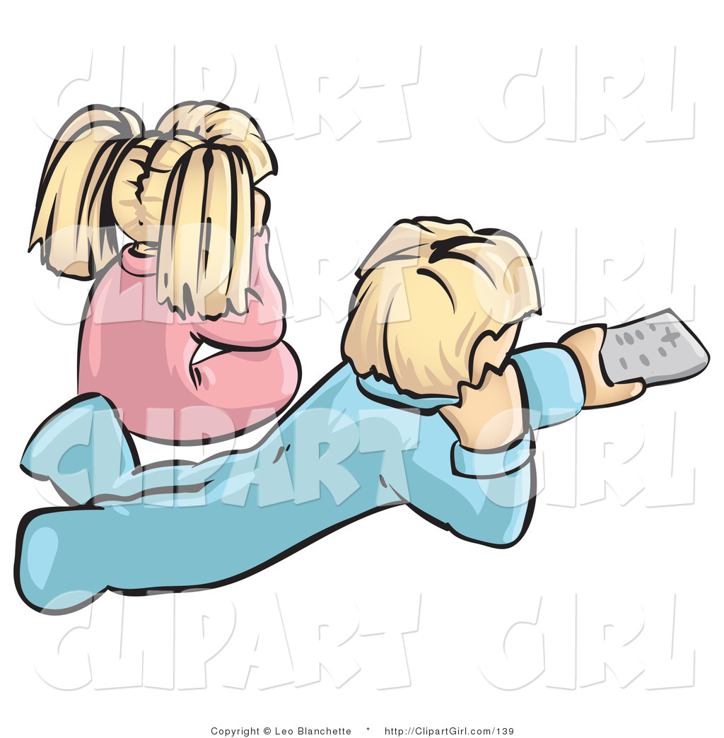 Girl Watching Tv Clipart Clip Art Of A Boy And Girl In Pjs Watching Tv