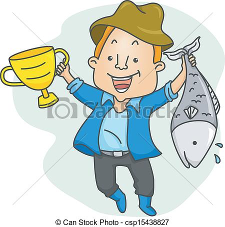 Holding A Fish In One Hand And A Fishing Contest Trophy In The Other