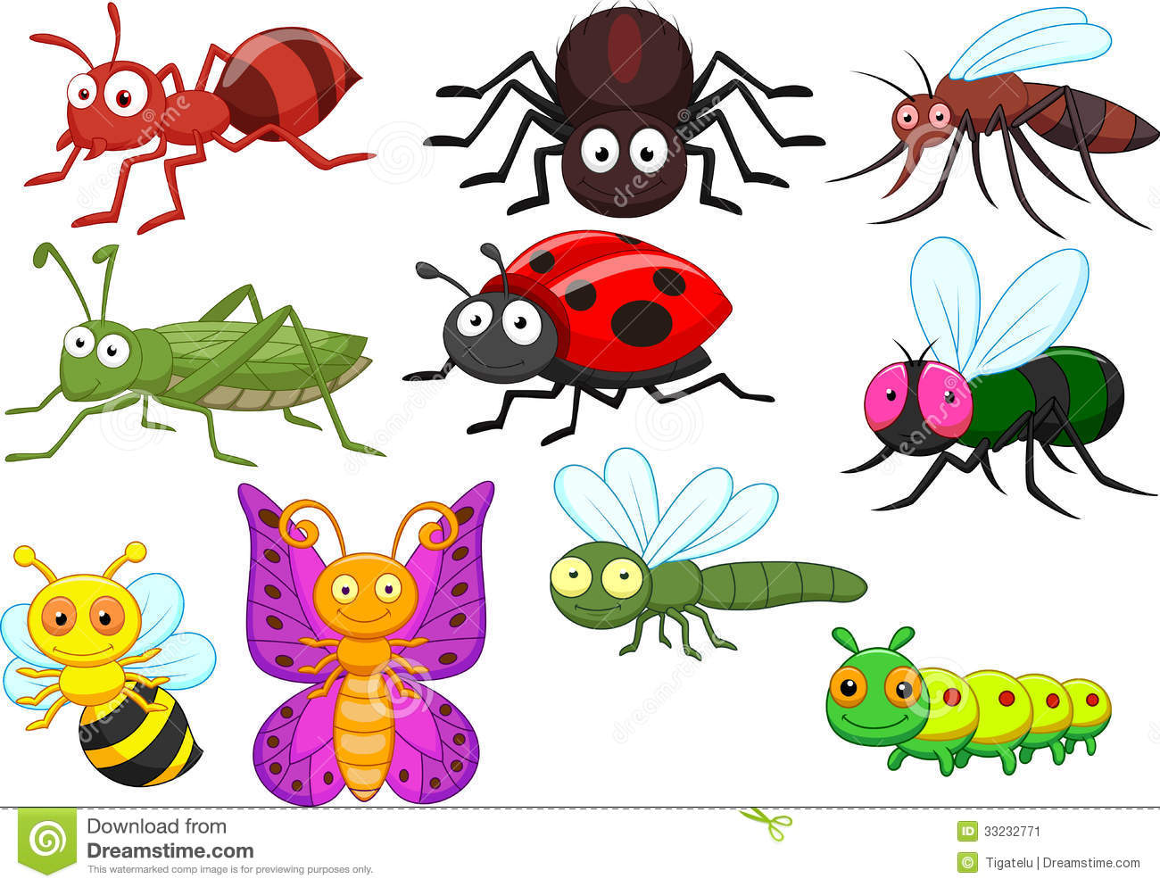 Insect Cartoon Collection Set Stock Image   Image  33232771