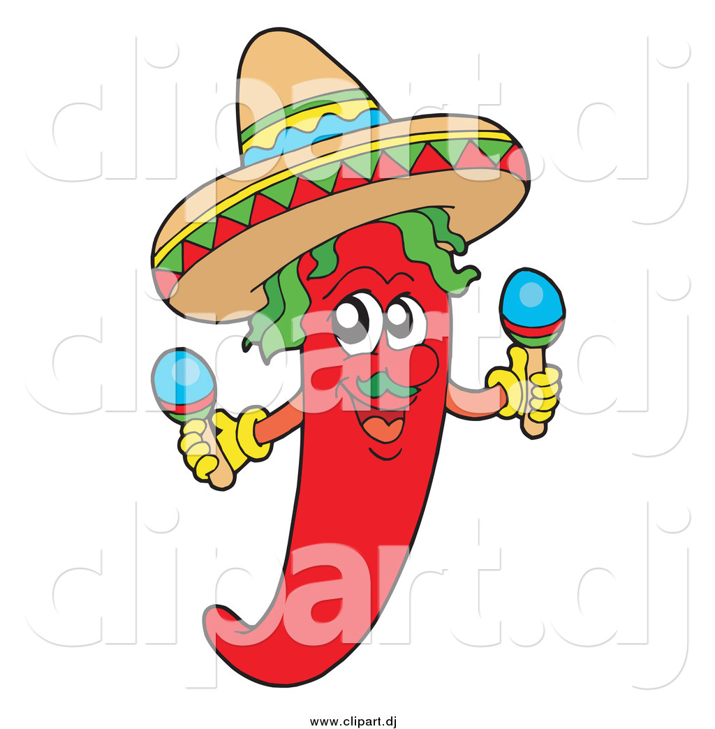 Larger Preview  Cartoon Vector Clipart Of A Mexican Chili Pepper