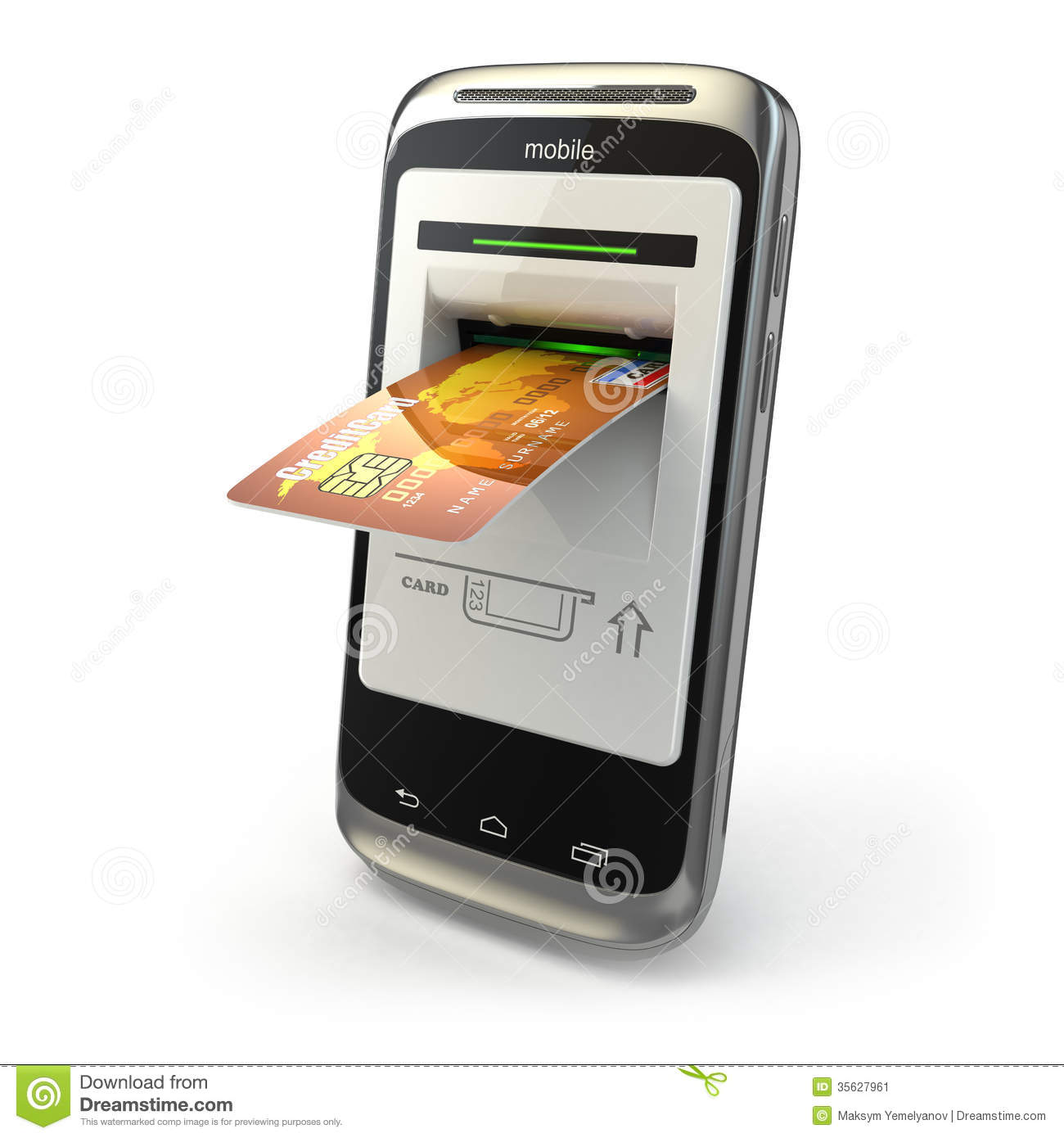Mobile Banking  Mobile Phone As Atm And Credit Card  Stock Image