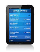Mobile Banking On Digital Tablet   Royalty Free Clip Art