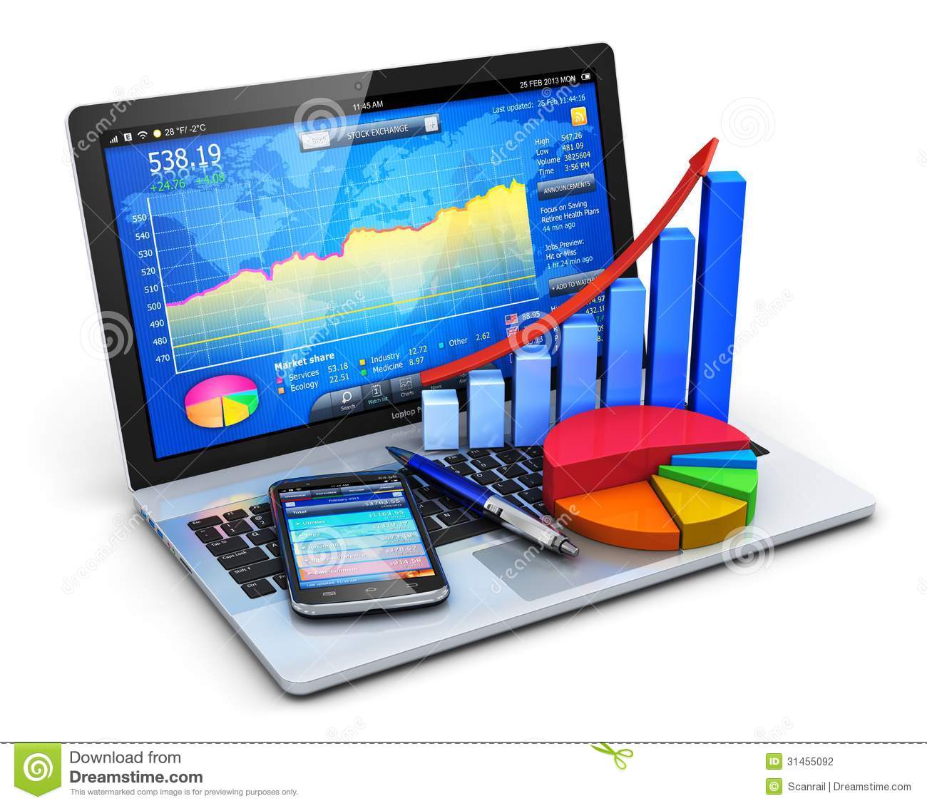 Mobile Office Stock Exchange Market Trading Statistics Accounting