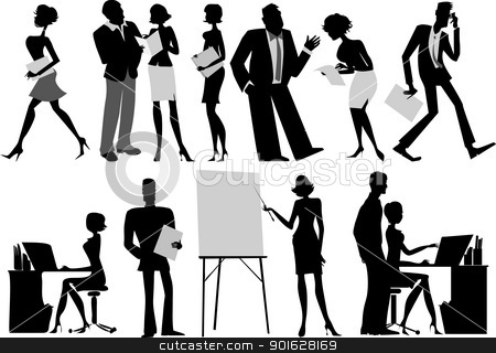 Office Workers Silhouettes Stock Vector Clipart Silhouettes Of Office    