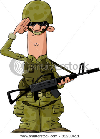 Soldier On A White Background Vector   Vector Clipart Illustration