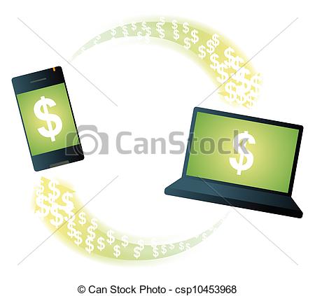 Two Mobile Banking Device Laptop And    Csp10453968   Search Clipart