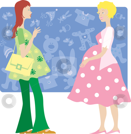 Two Pregnant Ladies Stock Vector Clipart Two Pregnant Ladies Talking