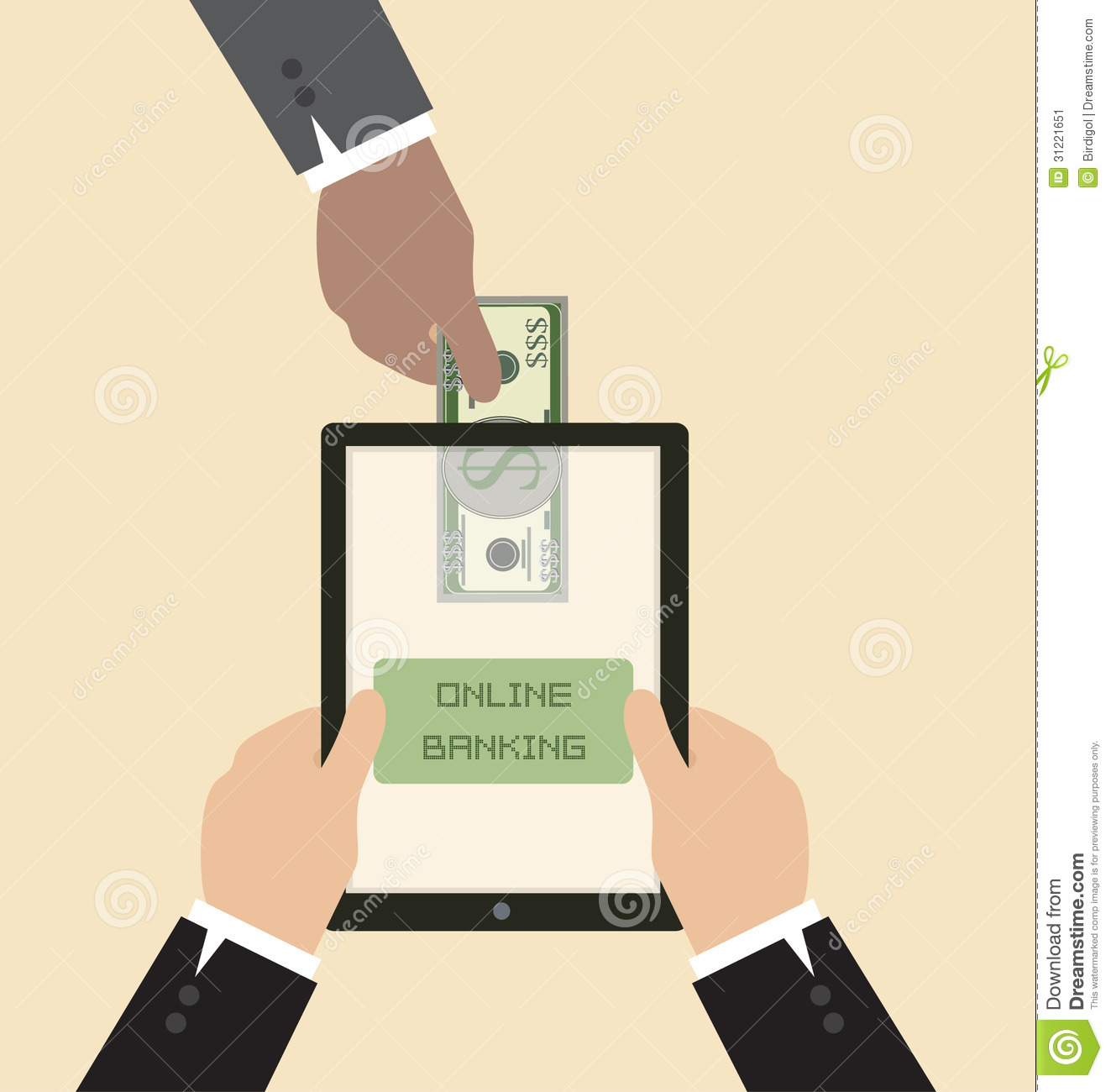 Vector Cartoon Of Online Banking Concept   Send Money Via Smart Phone