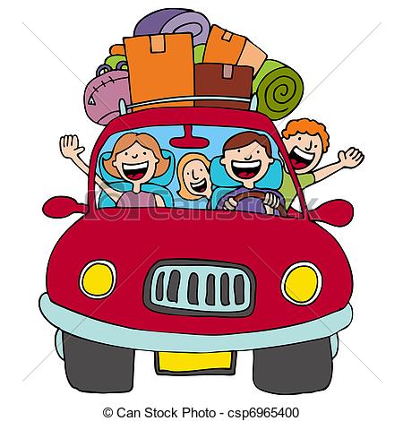 Vector Clipart Of Family Trip   An Image Of A Family Driving In Their    
