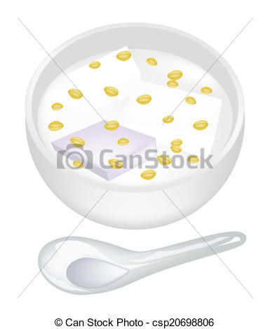 Vector Clipart Of Rice Pudding And Split Mung Beans In Coconut Milk