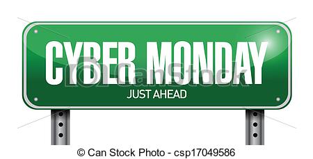 Vector Of Cyber Monday Road Sign Illustration Design Over A White