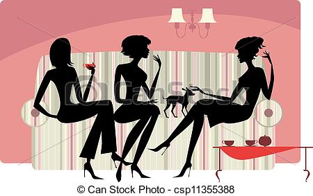 Vector Of Talking Women   Vector Silhouettes Of Three Ladies Talking