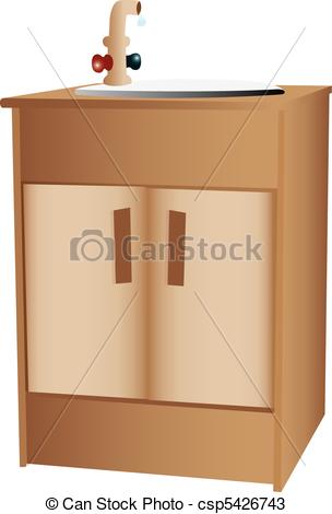 Vectors Of Wooden Cabinet And Sink   Illustration Of A Wooden Cabinet
