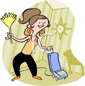 Woman Cleaning Her House   Royalty Free Clipart Picture