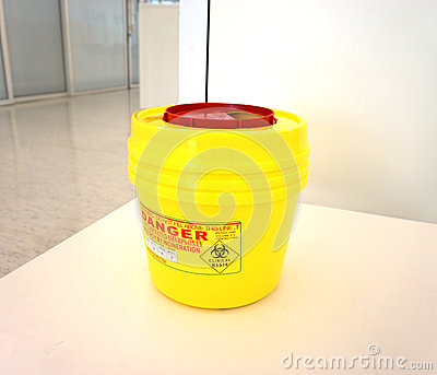 Biohazard Medical Contaminated Sharps Clinical Waste Container On The    