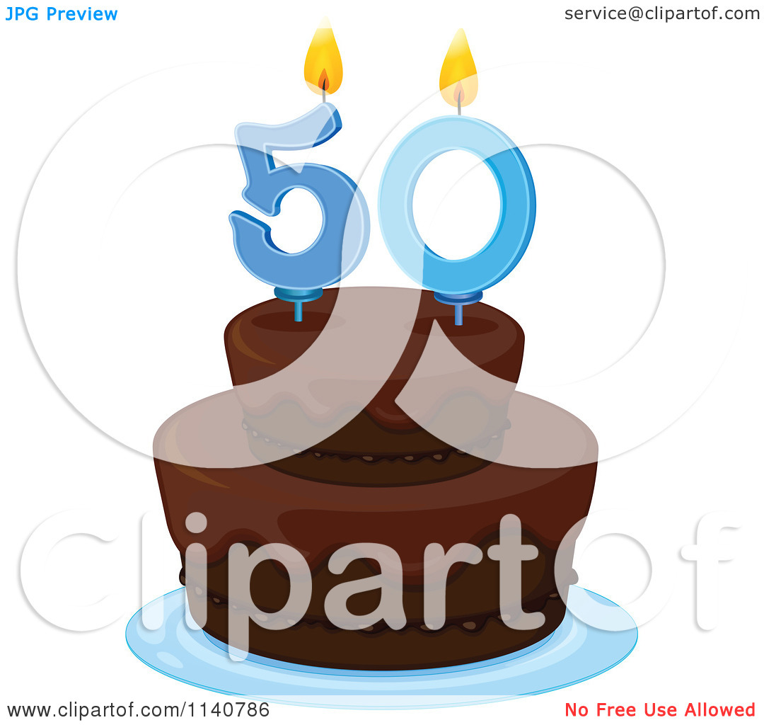     Birthday Cake With A 50 Candle   Royalty Free Vector Clipart By